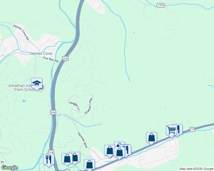 map of restaurants, bars, coffee shops, grocery stores, and more near 30 Proud Merry Trail in Waynesville