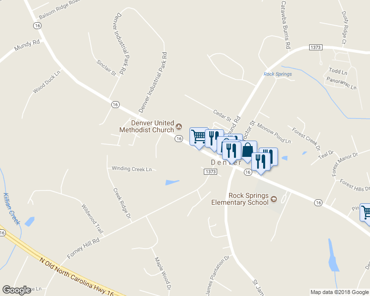 map of restaurants, bars, coffee shops, grocery stores, and more near 3865 South Nc 16 Highway in Maiden
