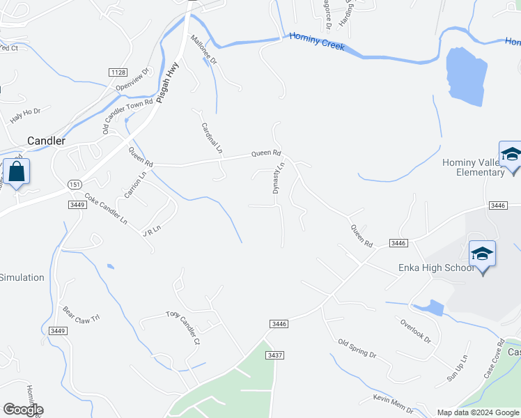 map of restaurants, bars, coffee shops, grocery stores, and more near 12 Krista Circle in Candler