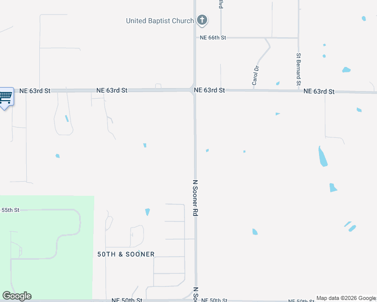 map of restaurants, bars, coffee shops, grocery stores, and more near 6001 North Sooner Road in Oklahoma City