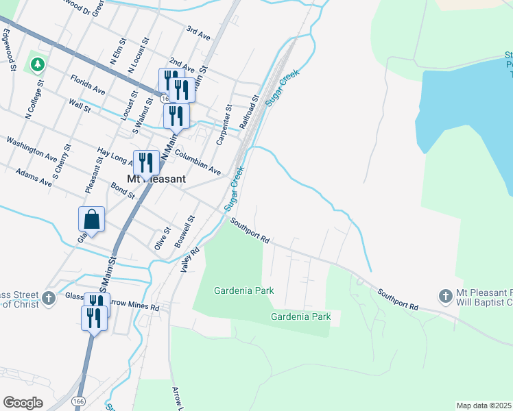 map of restaurants, bars, coffee shops, grocery stores, and more near 101 Clarke School Road in Mount Pleasant