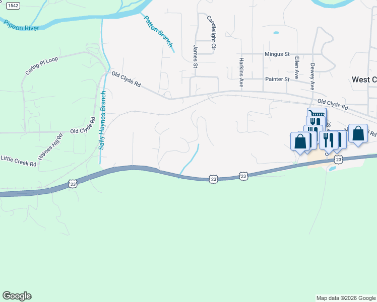 map of restaurants, bars, coffee shops, grocery stores, and more near 190 Bobcat Tr in Clyde