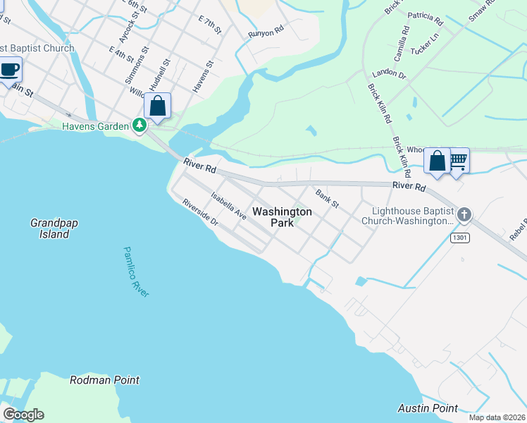 map of restaurants, bars, coffee shops, grocery stores, and more near 309 College Avenue in Washington