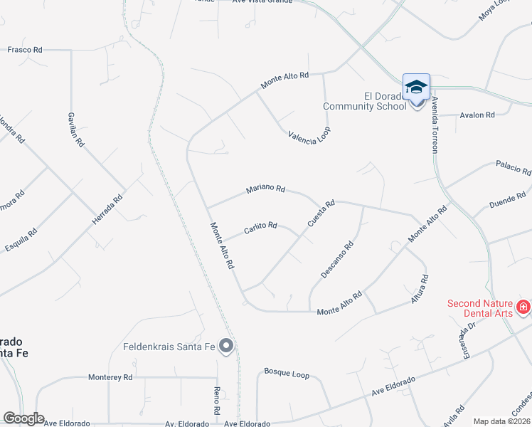 map of restaurants, bars, coffee shops, grocery stores, and more near 7 Mariano Road in Santa Fe