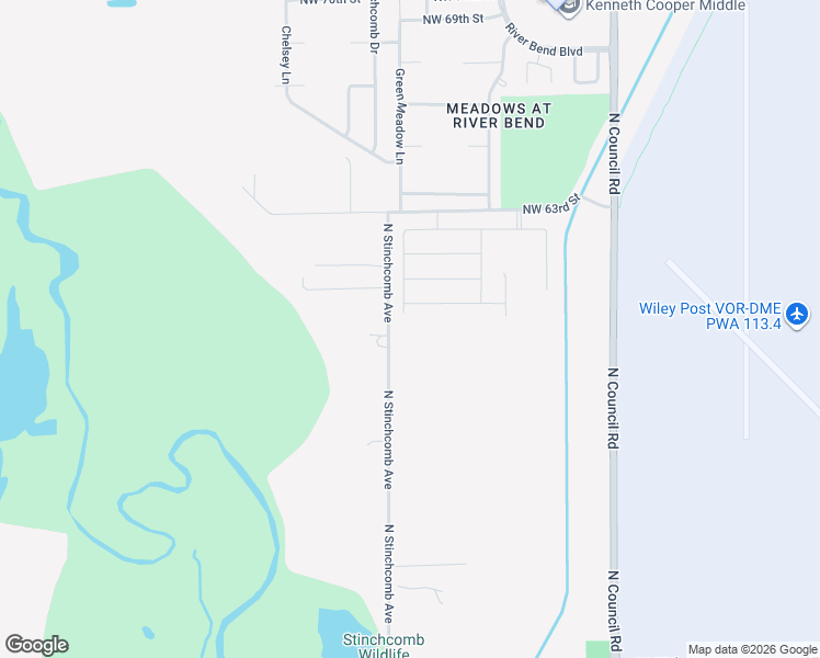 map of restaurants, bars, coffee shops, grocery stores, and more near 5200-5798 N Stinchcomb Ave in Oklahoma City