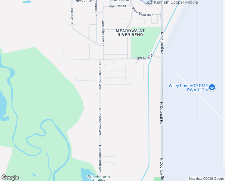 map of restaurants, bars, coffee shops, grocery stores, and more near 5200-5798 N Stinchcomb Ave in Oklahoma City