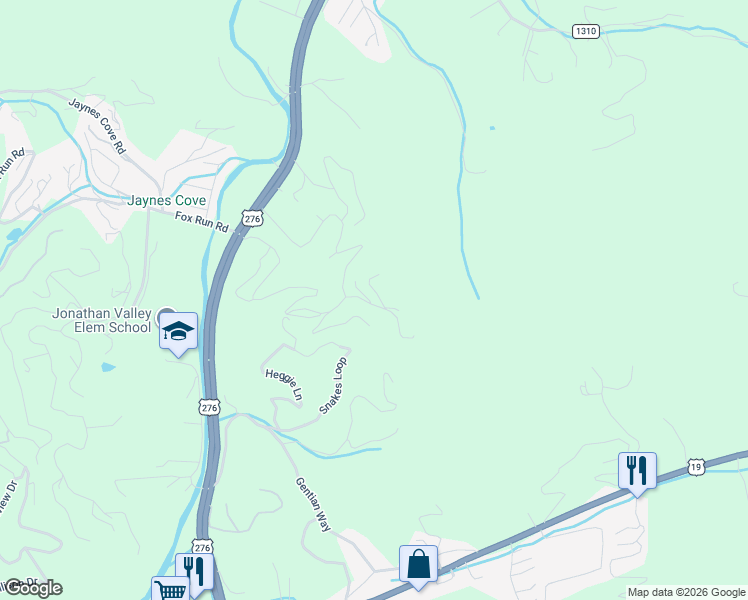 map of restaurants, bars, coffee shops, grocery stores, and more near 19 Rons Ridge in Waynesville