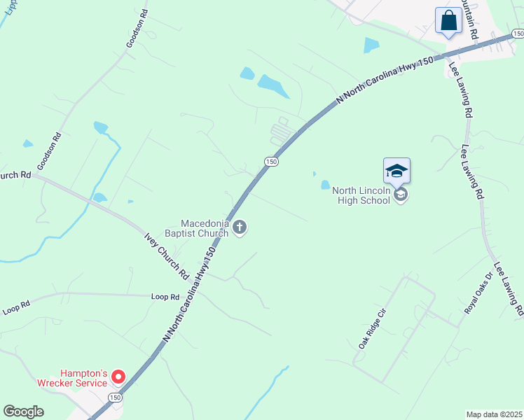 map of restaurants, bars, coffee shops, grocery stores, and more near 5346 North Carolina 150 in Lincolnton