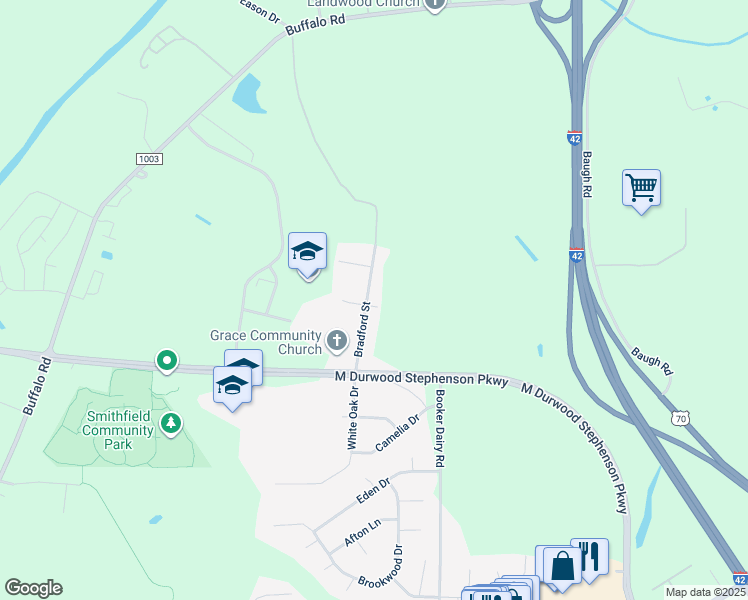 map of restaurants, bars, coffee shops, grocery stores, and more near 24 Bradford Street in Smithfield