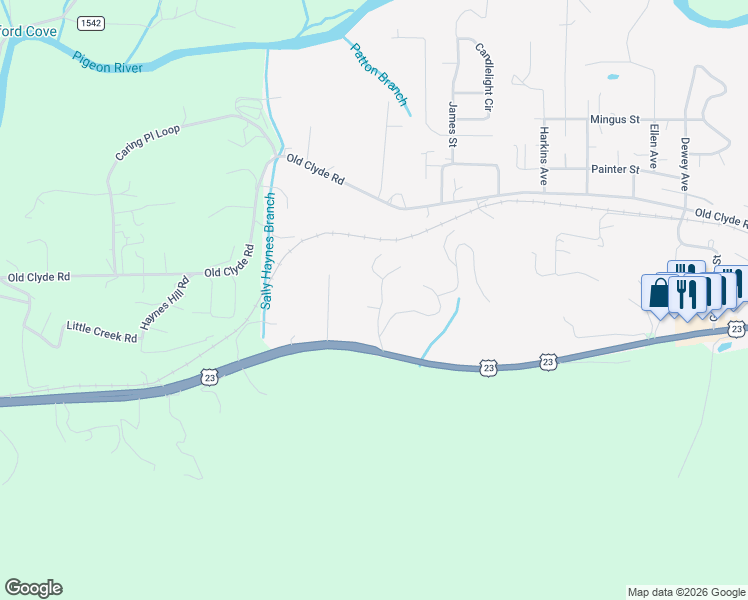 map of restaurants, bars, coffee shops, grocery stores, and more near 22 Critter Trail in Clyde
