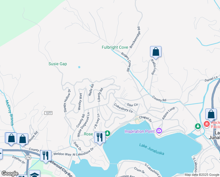 map of restaurants, bars, coffee shops, grocery stores, and more near 522 Kilgore Rd in Waynesville