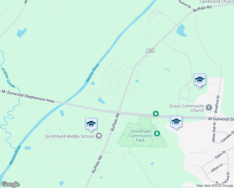 map of restaurants, bars, coffee shops, grocery stores, and more near 157 Sturgeon Street in Smithfield