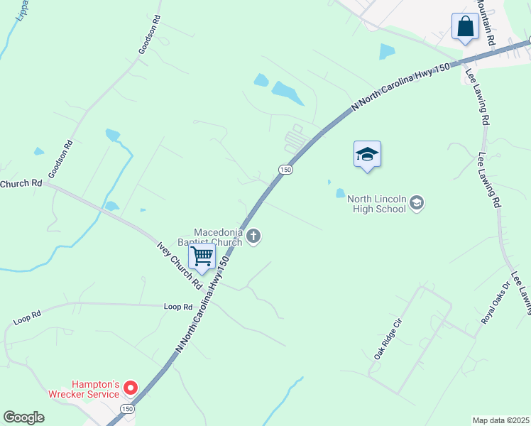 map of restaurants, bars, coffee shops, grocery stores, and more near 5346 North North Carolina Highway 150 in Lincolnton