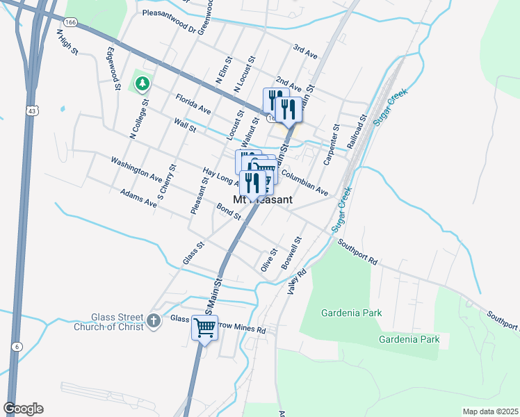 map of restaurants, bars, coffee shops, grocery stores, and more near in Mount Pleasant