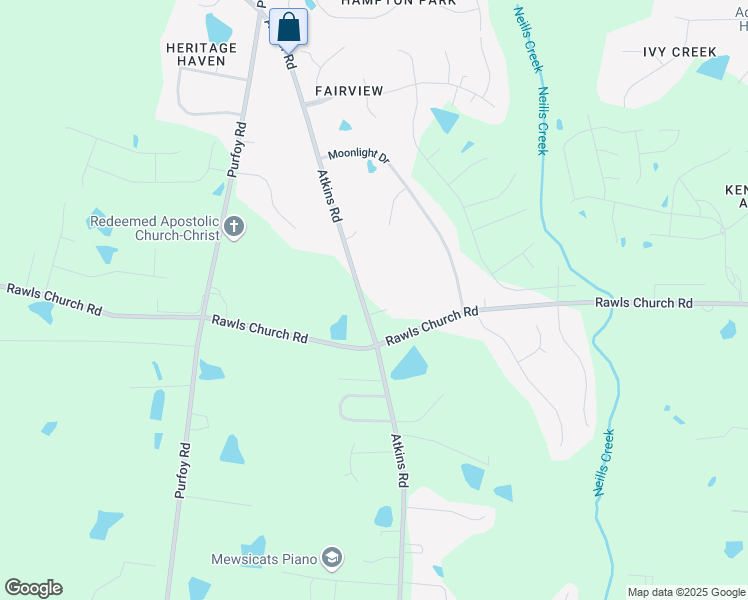map of restaurants, bars, coffee shops, grocery stores, and more near 1212 Atkins Road in Fuquay-Varina