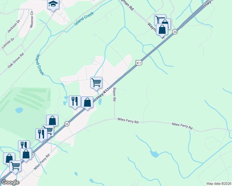 map of restaurants, bars, coffee shops, grocery stores, and more near 230 Raper Road in Madisonville