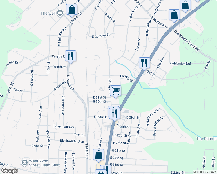 map of restaurants, bars, coffee shops, grocery stores, and more near 913 Sprinkler Drive in Landis