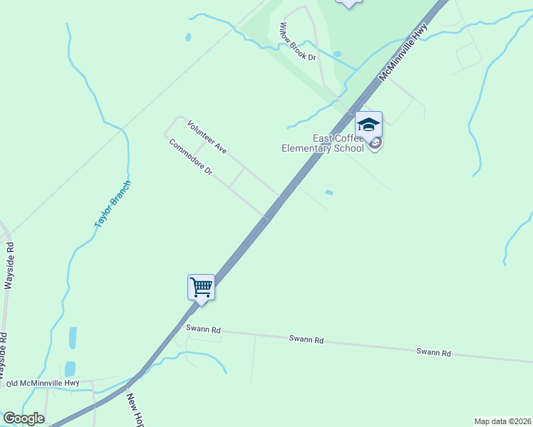 map of restaurants, bars, coffee shops, grocery stores, and more near 5861 McMinnville Highway in Manchester