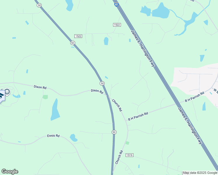 map of restaurants, bars, coffee shops, grocery stores, and more near 698 Church Road in Johnston County
