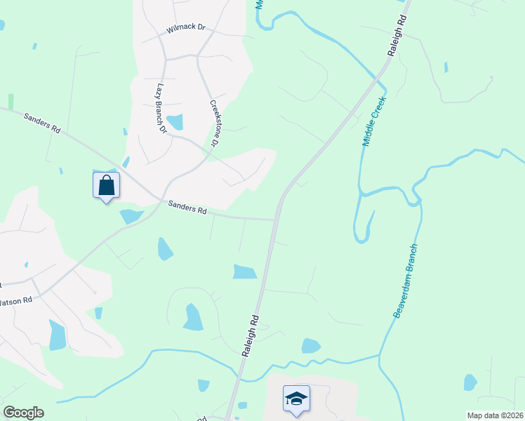 map of restaurants, bars, coffee shops, grocery stores, and more near 17 Sanders Road in Benson