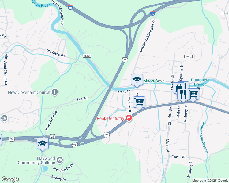 map of restaurants, bars, coffee shops, grocery stores, and more near 2799 Broad Street in Clyde