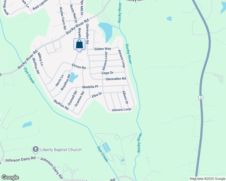map of restaurants, bars, coffee shops, grocery stores, and more near 203 Elba Drive in Mooresville