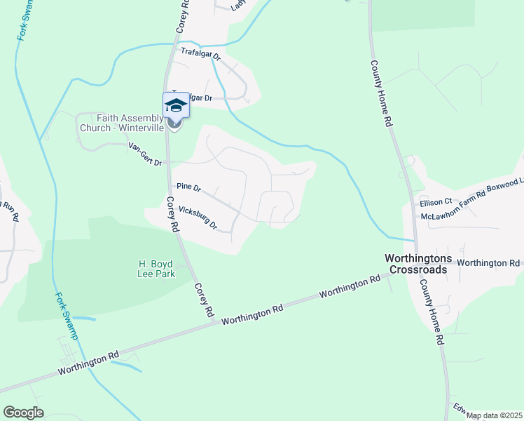 map of restaurants, bars, coffee shops, grocery stores, and more near 2108 Tulls Cove Road in Winterville