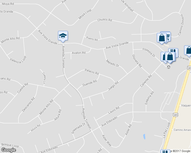 map of restaurants, bars, coffee shops, grocery stores, and more near 4 Duende Road in Santa Fe