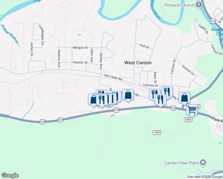map of restaurants, bars, coffee shops, grocery stores, and more near 198 Greenberry Street in Canton