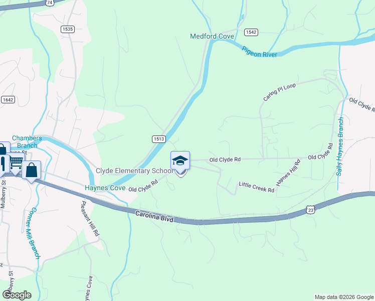 map of restaurants, bars, coffee shops, grocery stores, and more near 44 Amber Lane in Clyde