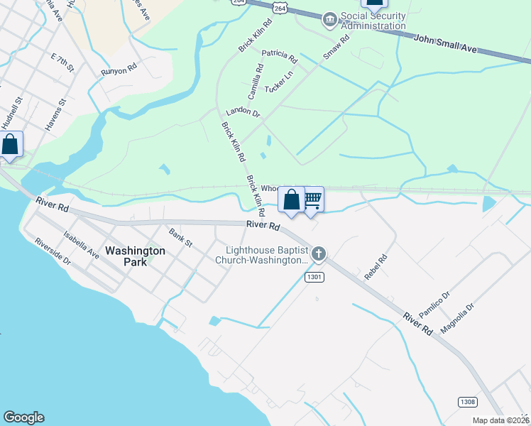 map of restaurants, bars, coffee shops, grocery stores, and more near 101-199 Brick Kiln Rd in Washington