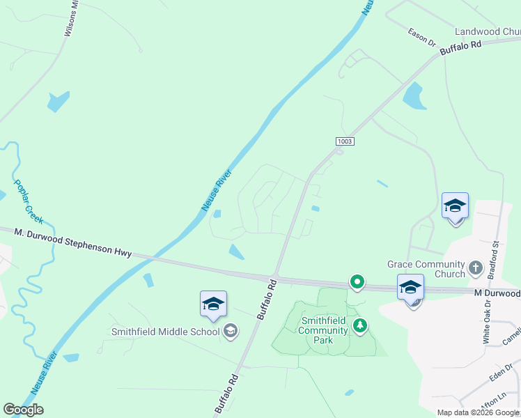 map of restaurants, bars, coffee shops, grocery stores, and more near 627 Sturgeon Street in Smithfield