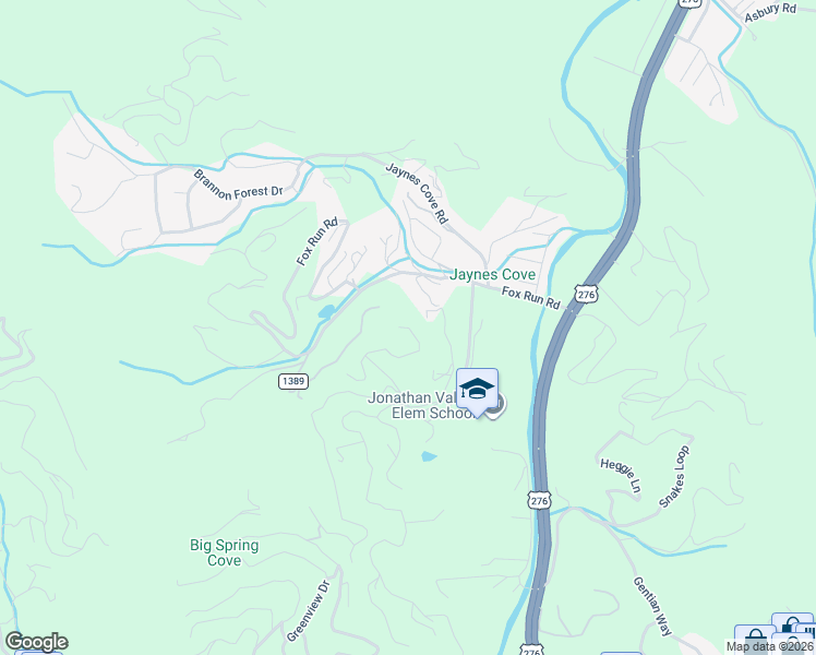map of restaurants, bars, coffee shops, grocery stores, and more near 345 Junebug Trail in Waynesville