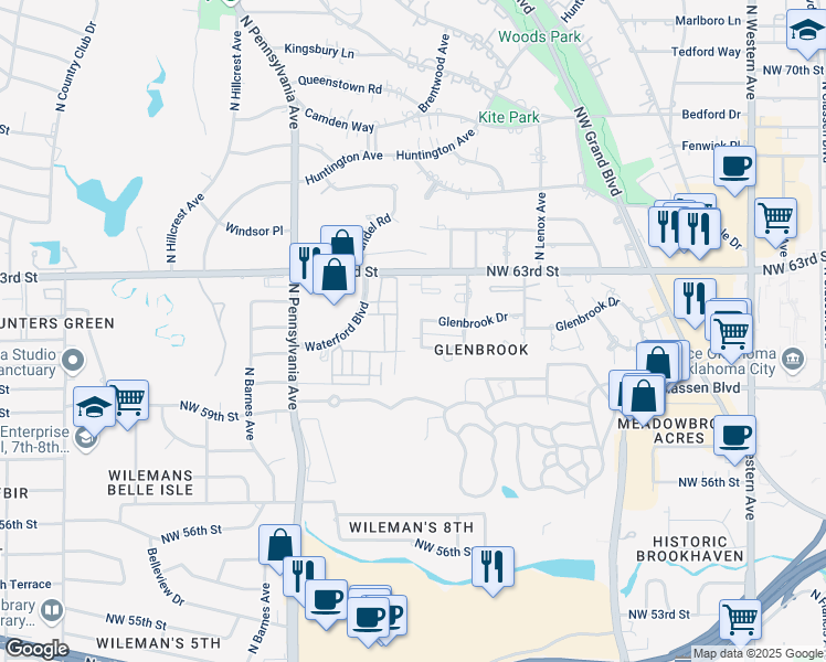 map of restaurants, bars, coffee shops, grocery stores, and more near 6219 Diane Drive in Oklahoma City