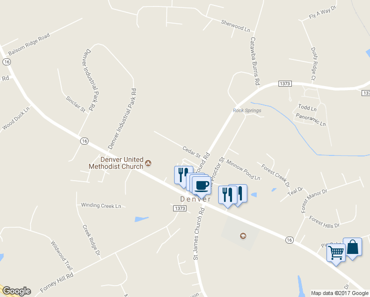 map of restaurants, bars, coffee shops, grocery stores, and more near 6539 Cedar Street in Denver