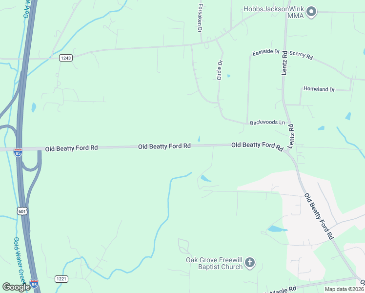 map of restaurants, bars, coffee shops, grocery stores, and more near Old Beatty Ford Road in China Grove
