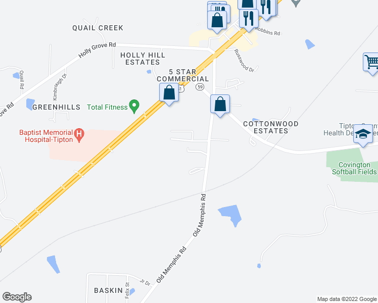 map of restaurants, bars, coffee shops, grocery stores, and more near 99 Jamie Lynn Cove in Covington