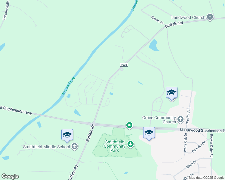 map of restaurants, bars, coffee shops, grocery stores, and more near 2098 Buffalo Road in Smithfield