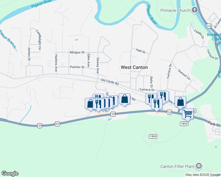 map of restaurants, bars, coffee shops, grocery stores, and more near 198 Greenberry Street in Canton
