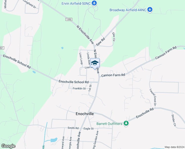 map of restaurants, bars, coffee shops, grocery stores, and more near 925 North Enochville Avenue in China Grove