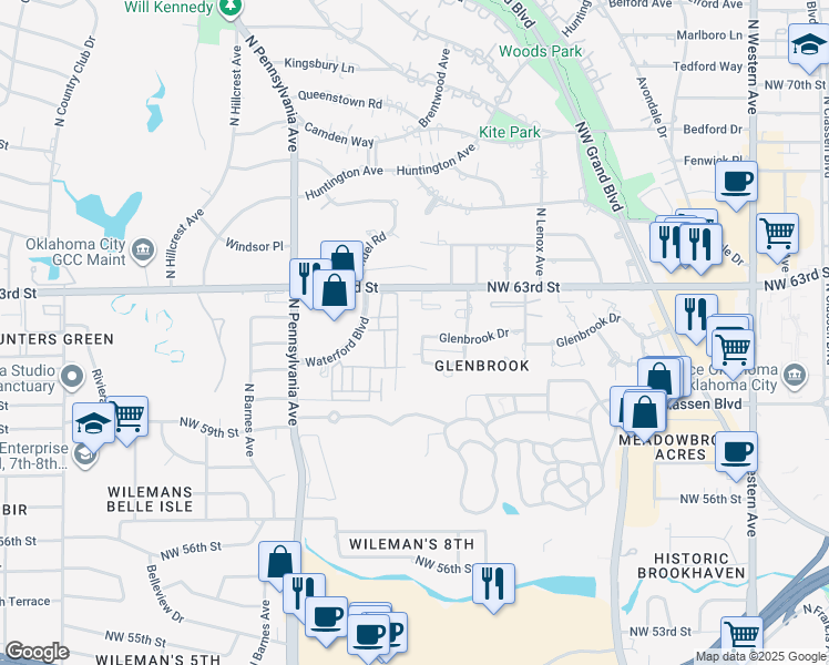 map of restaurants, bars, coffee shops, grocery stores, and more near 6219 Diane Drive in Oklahoma City