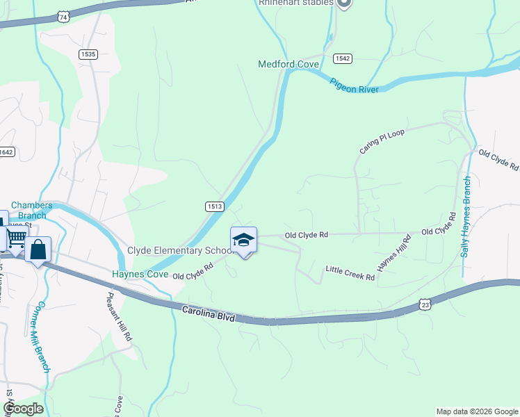 map of restaurants, bars, coffee shops, grocery stores, and more near 44 Amber Lane in Clyde