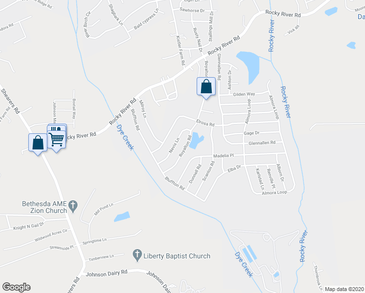 map of restaurants, bars, coffee shops, grocery stores, and more near 232 Royalton Road in Mooresville