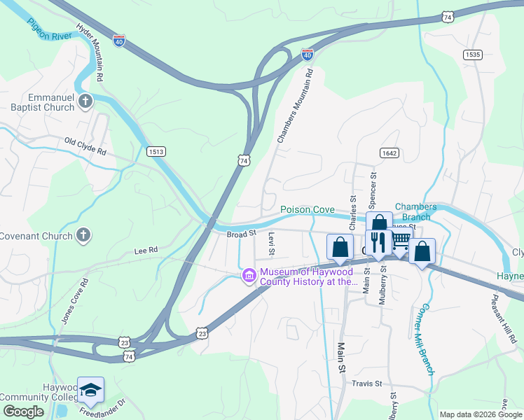 map of restaurants, bars, coffee shops, grocery stores, and more near 40 Florence Drive in Clyde