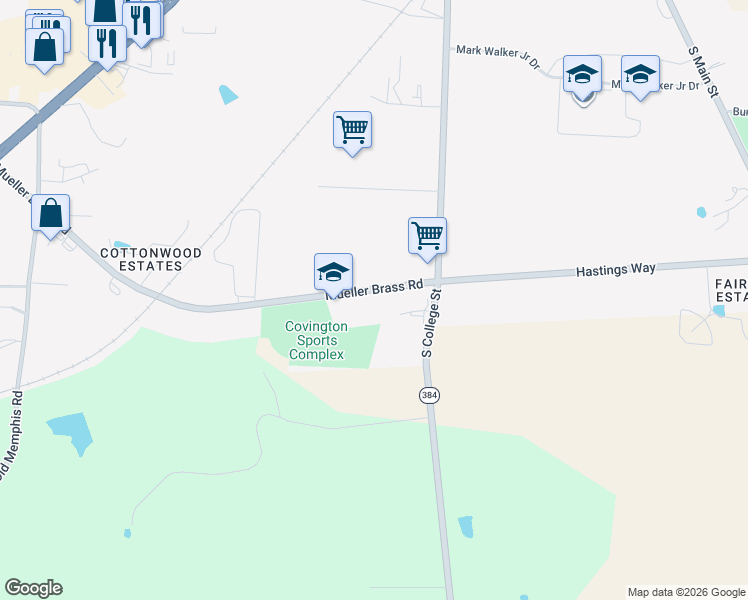 map of restaurants, bars, coffee shops, grocery stores, and more near 4701 Mueller Brass Road in Covington