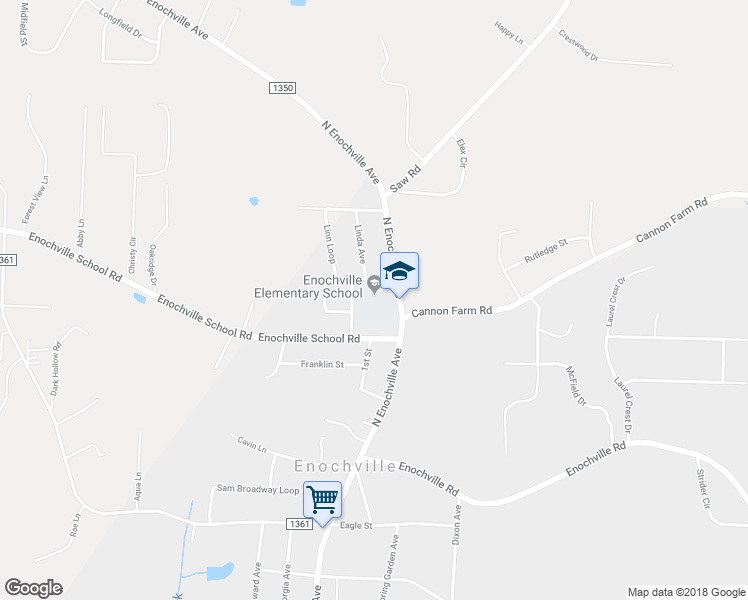 map of restaurants, bars, coffee shops, grocery stores, and more near 925 North Enochville Avenue in China Grove