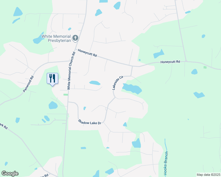 map of restaurants, bars, coffee shops, grocery stores, and more near 123 Lakeside Circle in Johnston County