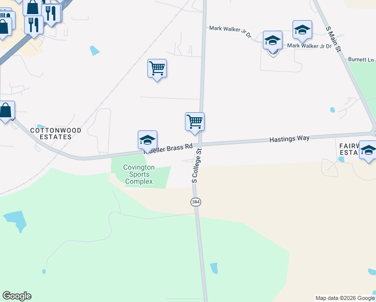 map of restaurants, bars, coffee shops, grocery stores, and more near 5 Mallard Cove in Covington