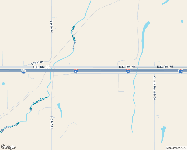 map of restaurants, bars, coffee shops, grocery stores, and more near Interstate 40 in Weatherford
