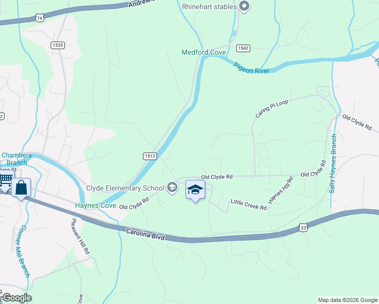 map of restaurants, bars, coffee shops, grocery stores, and more near 197 Caring Place Loop in Clyde